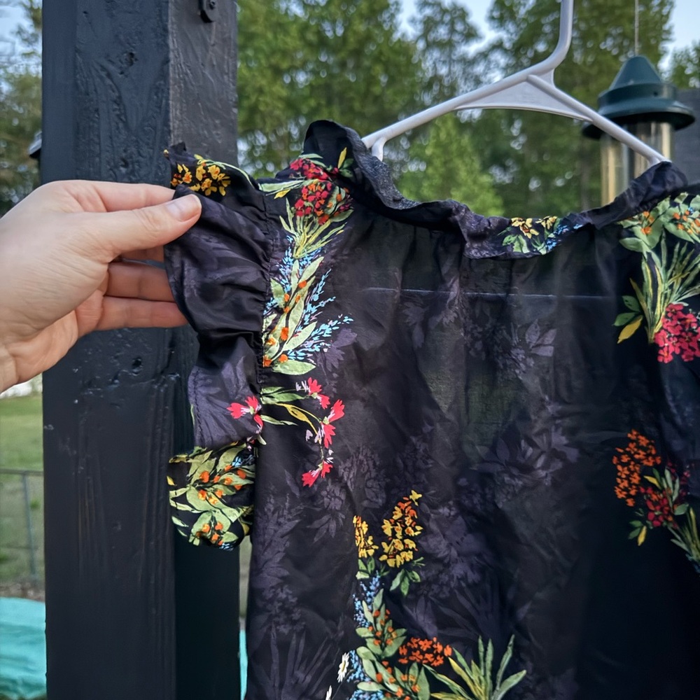 Olivaceous Black Floral Blouse